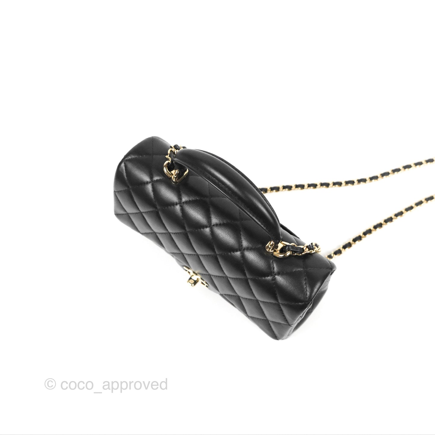 Chanel Top Handle Mini Rectangular Flap Bag Black Lambskin Gold Hardware