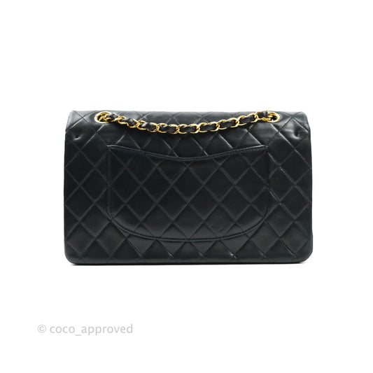 Chanel Classic Vintage Double Flap M/L Black Lambskin 24K Gold Hardware
