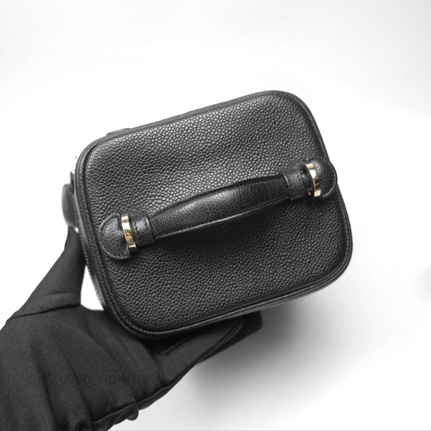 Chanel Vintage Vanity Case Black Caviar Gold Hardware