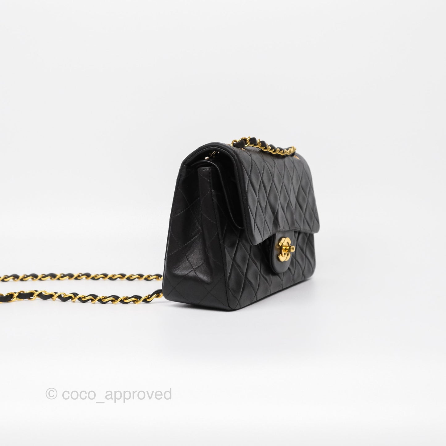 Chanel Vintage Small Classic Flap Black Lambskin 24K Gold Hardware