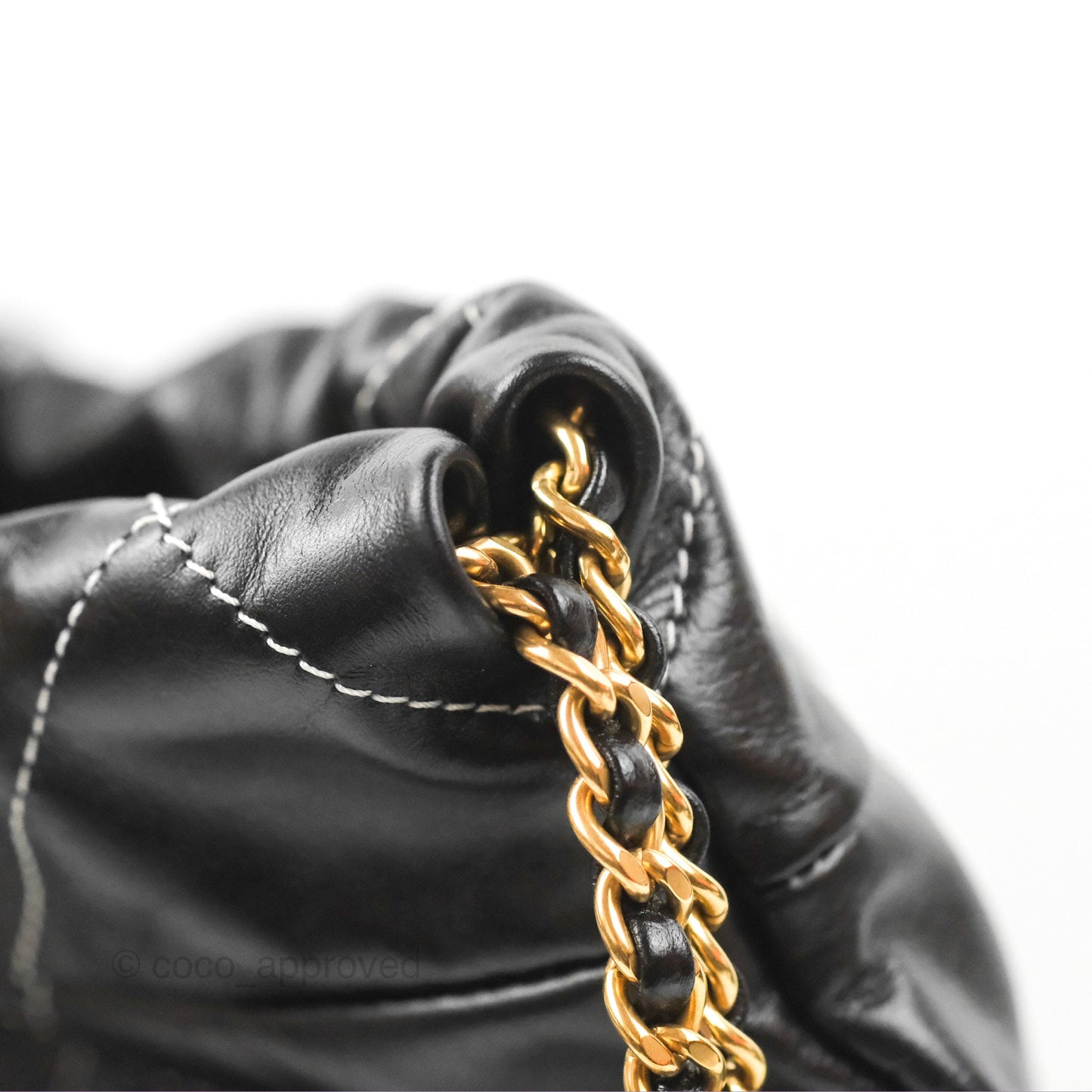 Chanel 22 Medium Shiny Calfskin Quilted Backpack Black