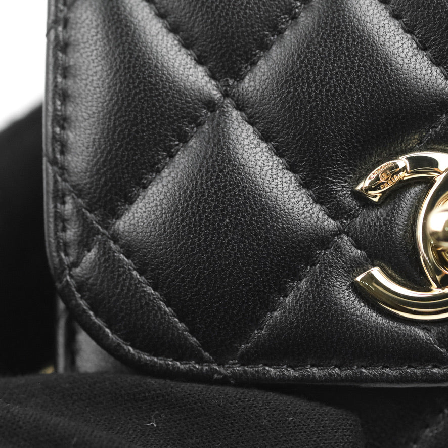 Chanel Mini Quilted Trendy CC Clutch With Chain Black Lambskin Gold Hardware