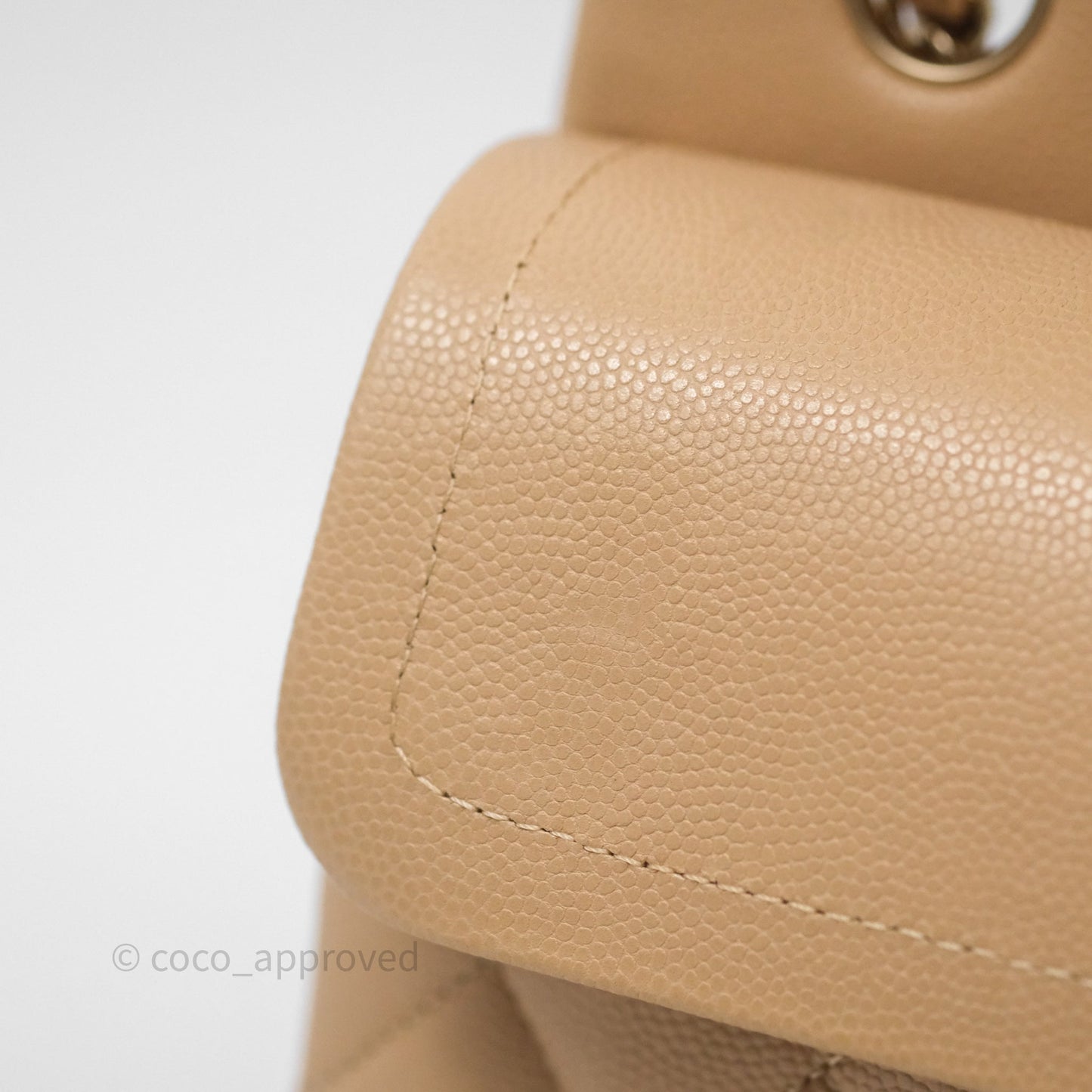 Chanel Classic Small S/M Quilted Flap Beige Caviar Gold Hardware