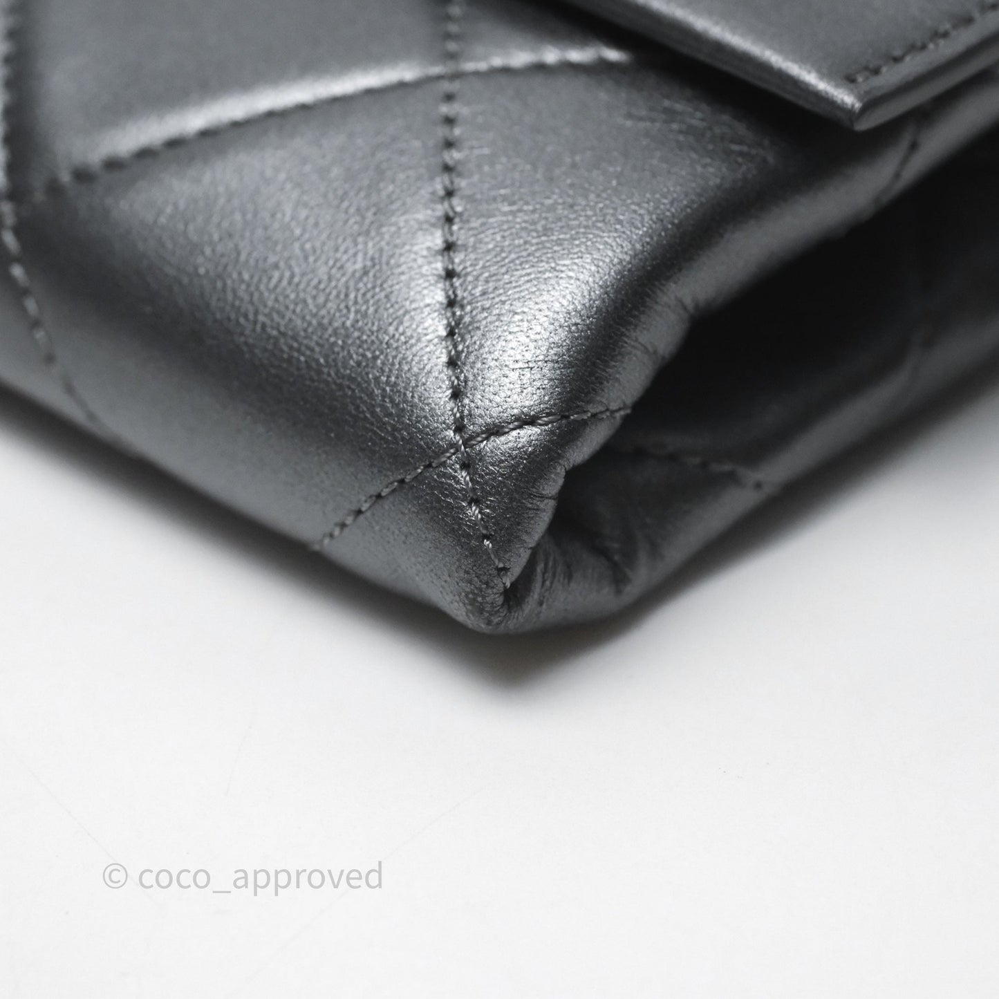 Chanel Clutch with Chain Metallic Dark Grey Silver Hardware