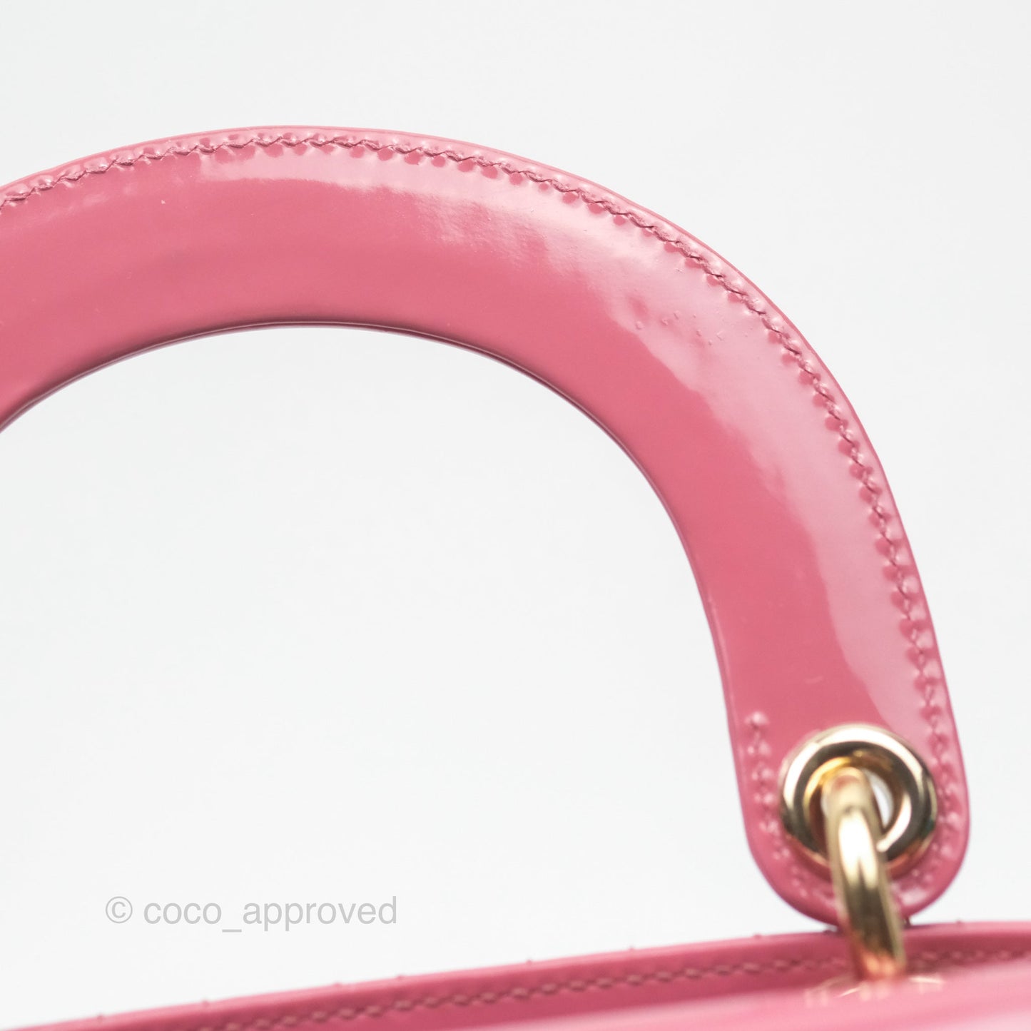 Christian Dior Mini Lady Dior Dusty Pink Patent Gold Hardware