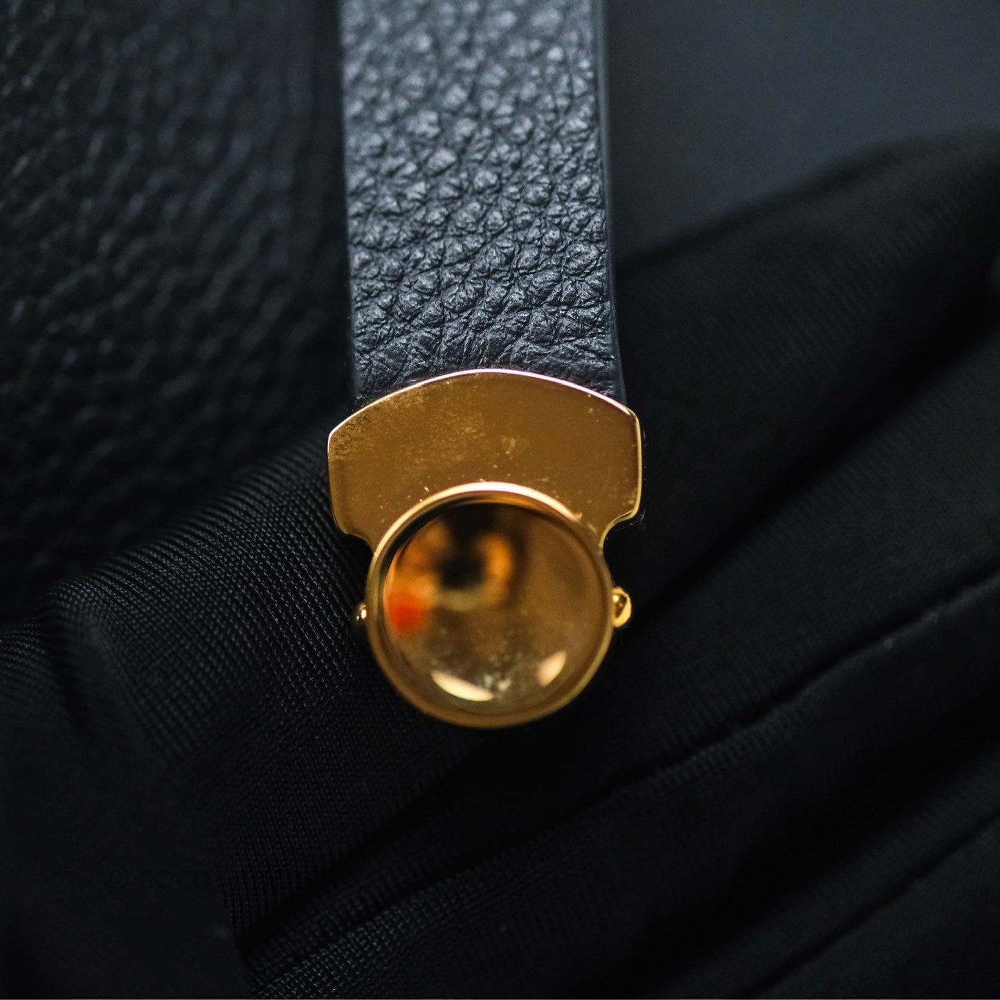 Loro Piana Ghiera Shopper Small Blue Navy Calfskin Sun Gold Hardware