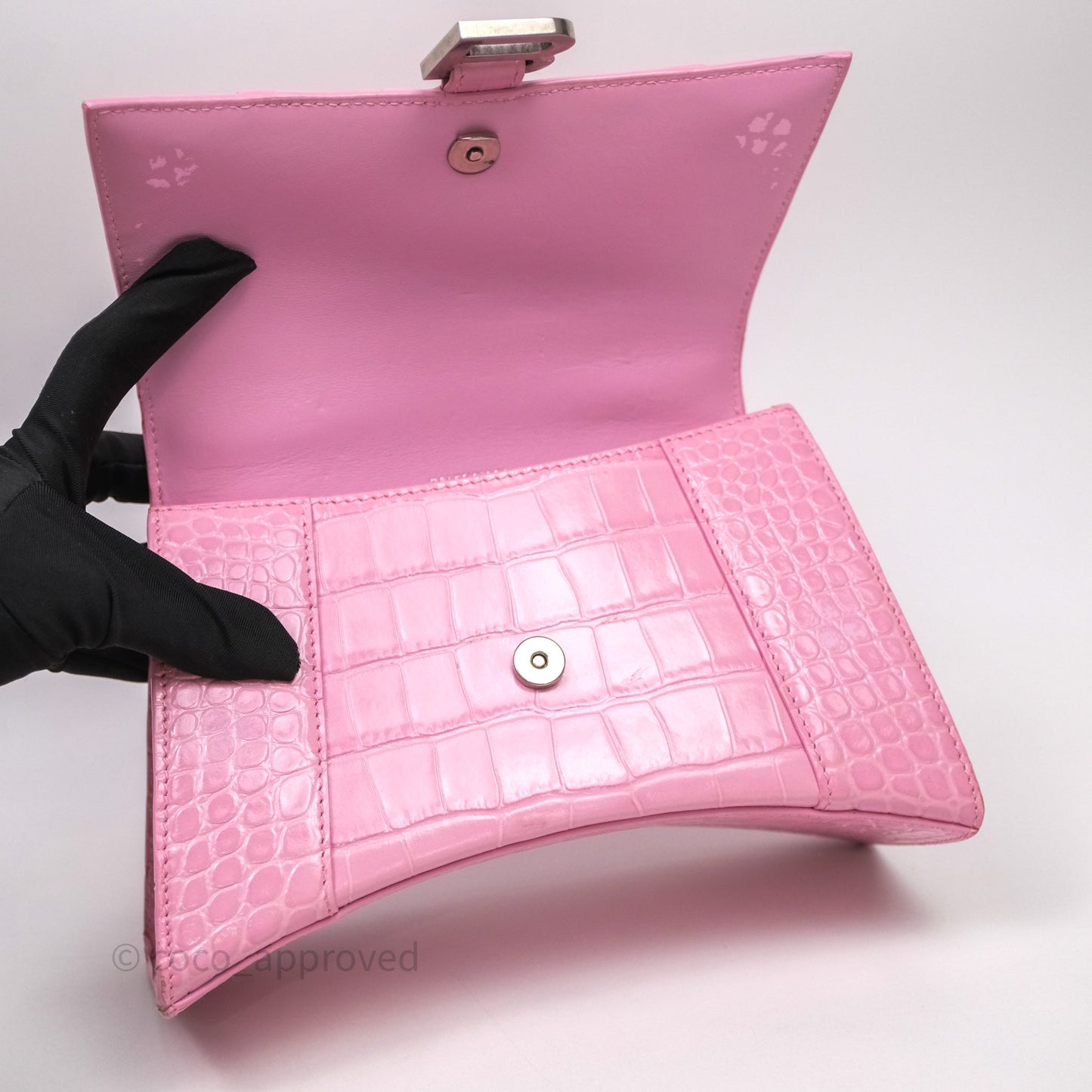 Balenciaga Small Hourglass Embossed Bag Pink