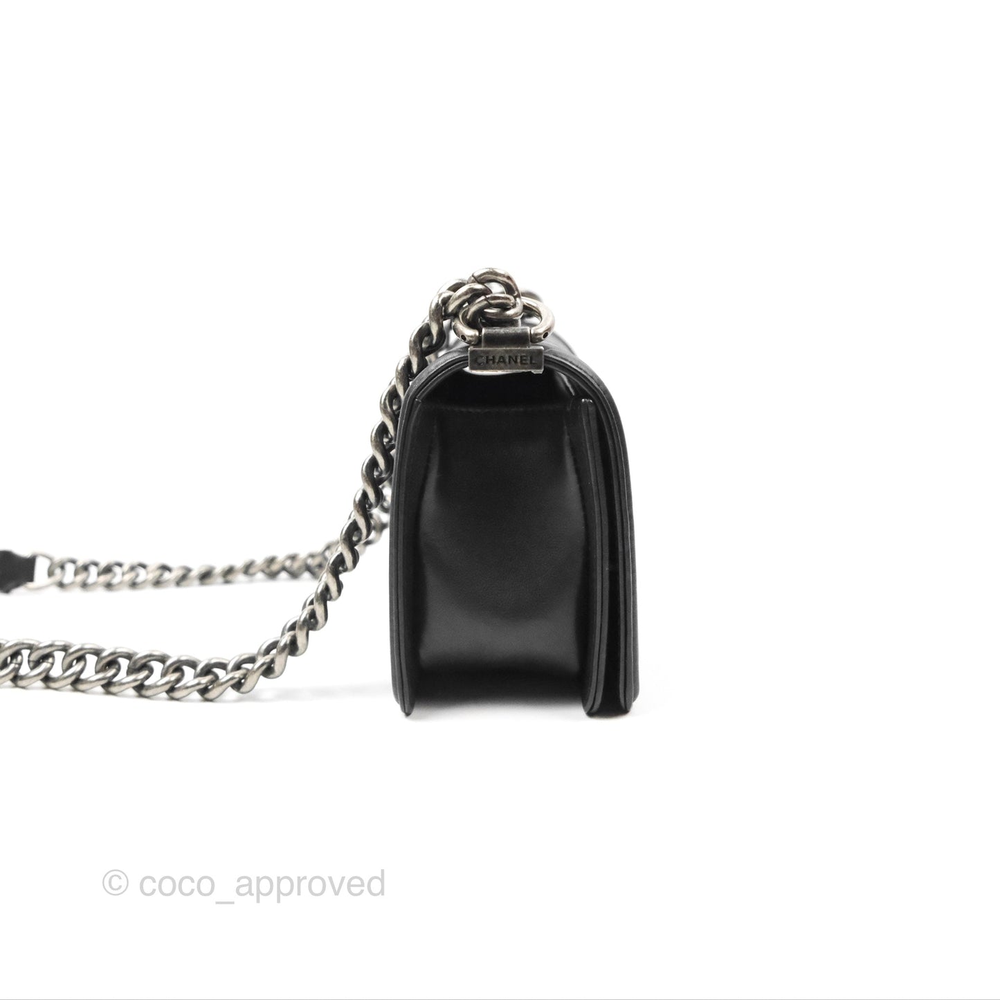 Chanel Small Boy Black Calfskin Ruthenium Hardware