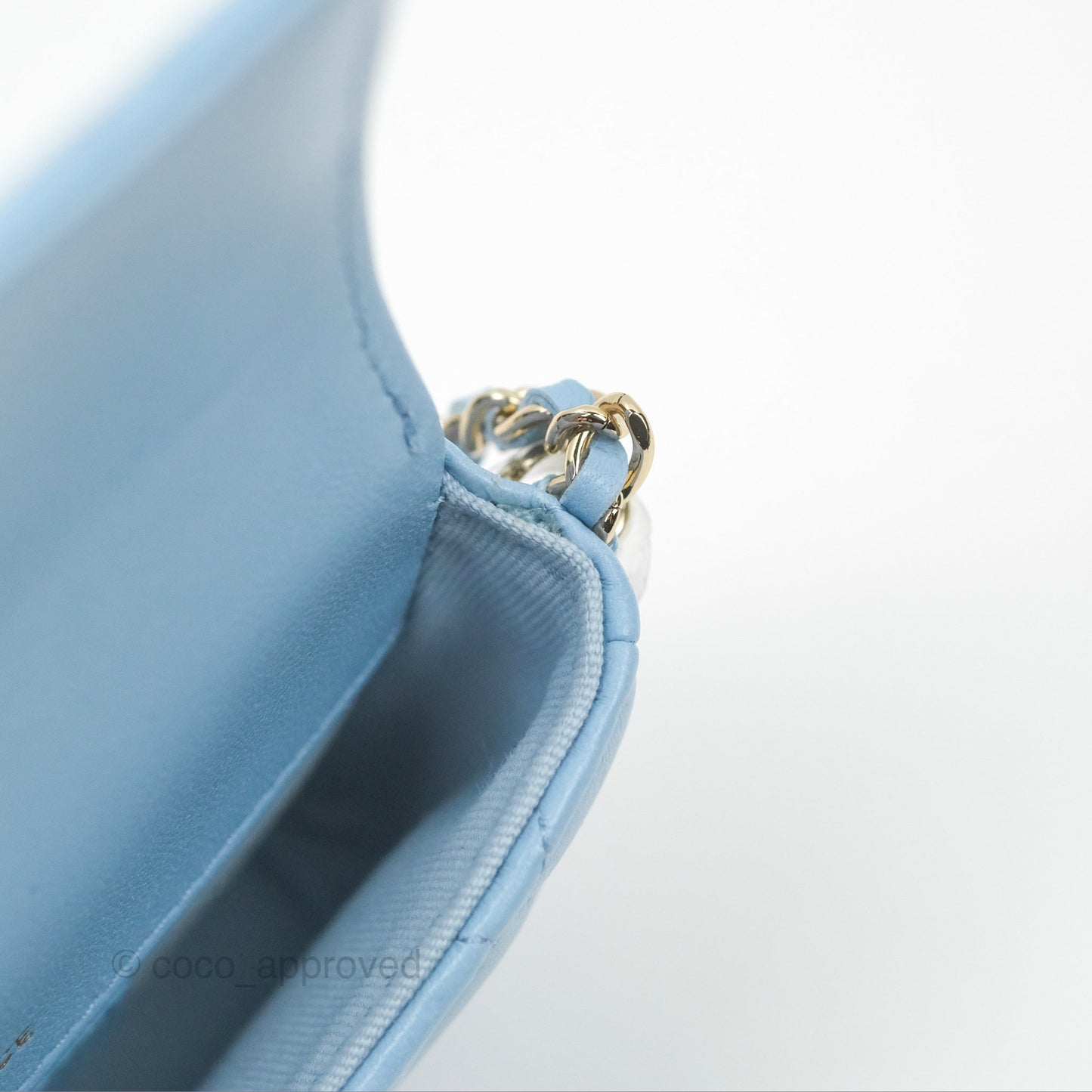 Chanel Mini Clutch With Chain Blue Lambskin Gold Hardware
