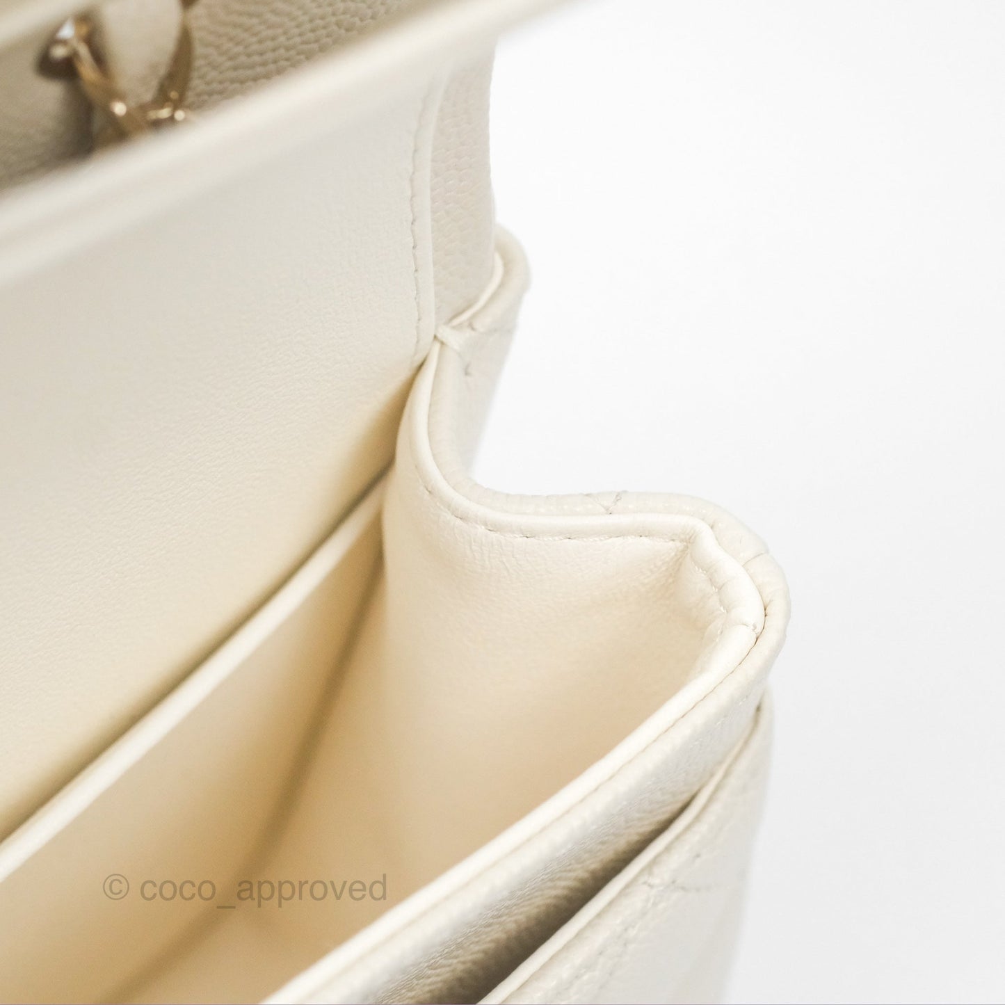 Chanel Small Classic Quilted Flap Light Ivory Caviar Gold Hardware