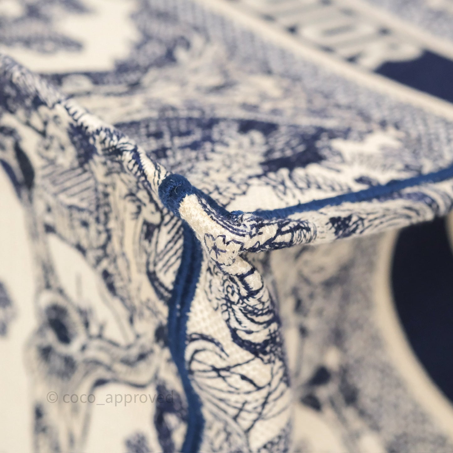 Dior Medium Book Tote White/Blue Toile De Jouy Embroidered Canvas