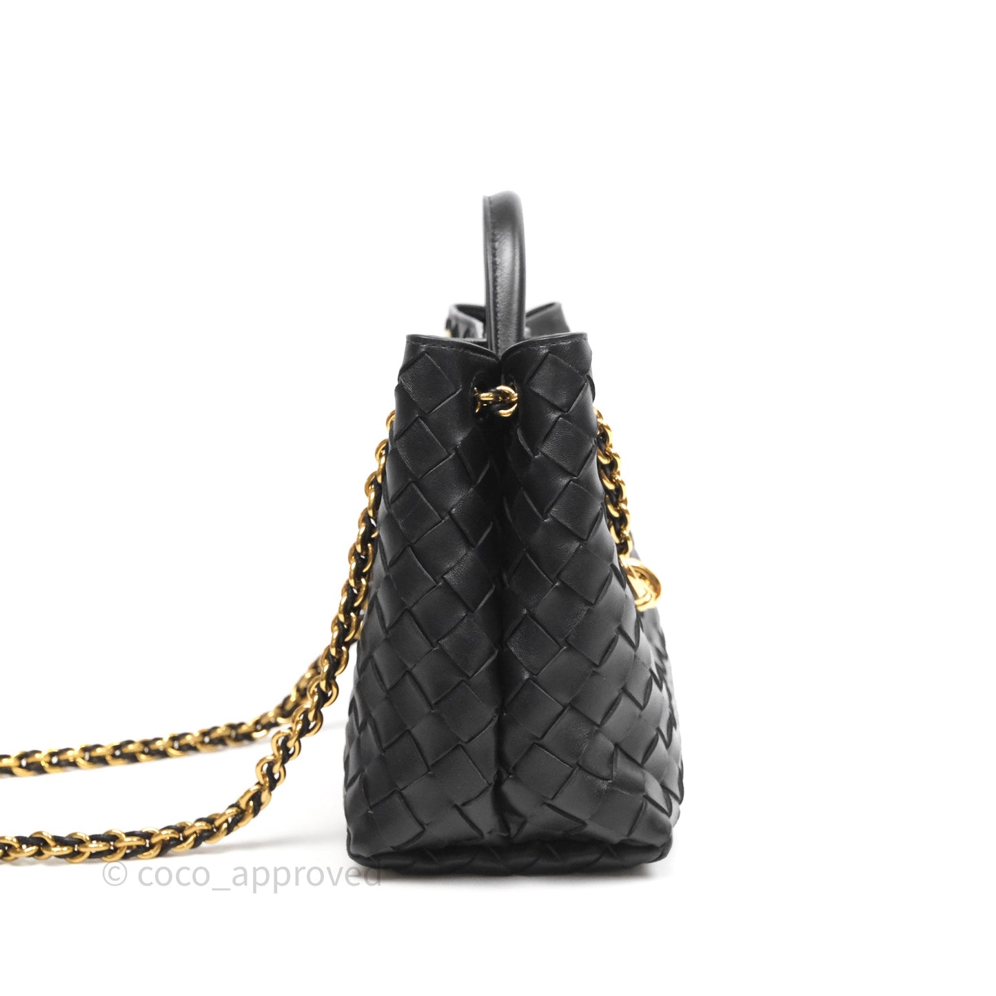 Bottega Veneta Small Andiamo Bag Black Intrecciato Lambskin