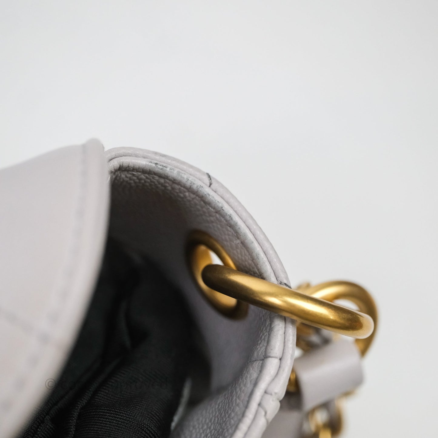 Chanel Double Pocket Hobo Bag Grey Caviar Aged Gold Hardware