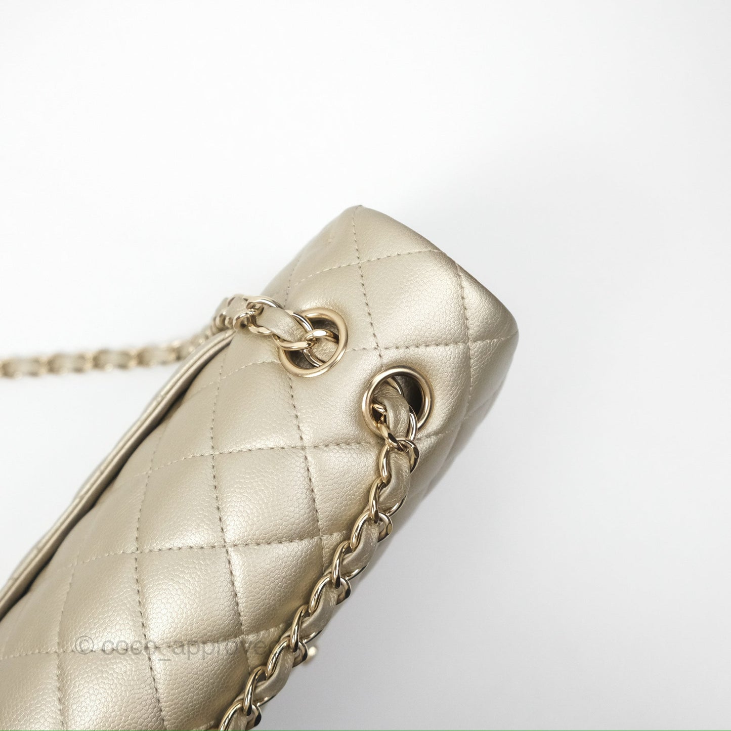 Chanel Classic M/L Medium Flap Quilted Gold Caviar Gold Gold Hardware