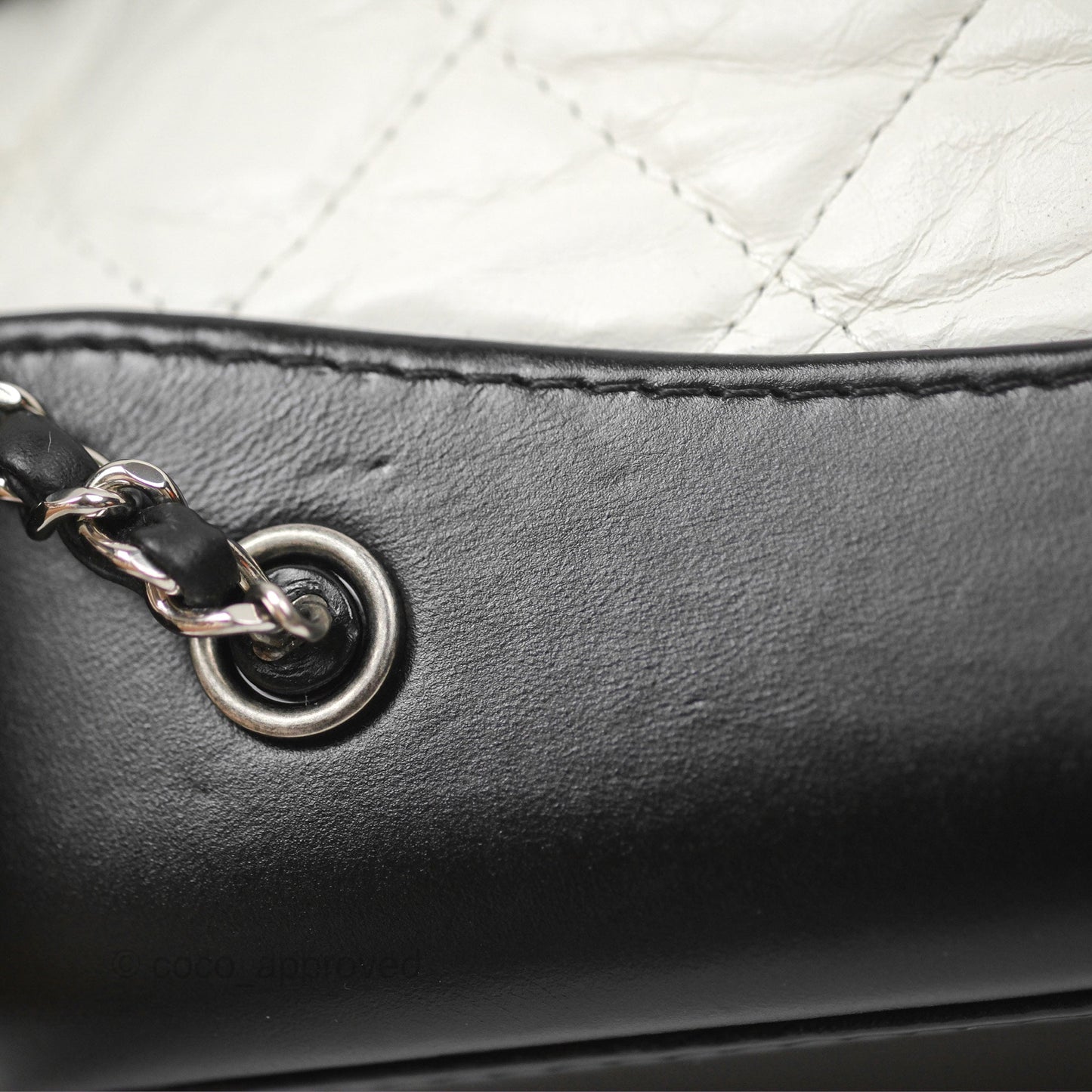 Chanel Small Gabrielle Backpack White Black Aged Calfskin