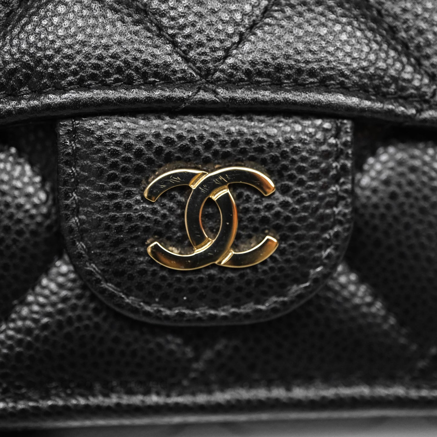 Chanel Small Classic Trifold Wallet Quilted Black Caviar Gold Hardware