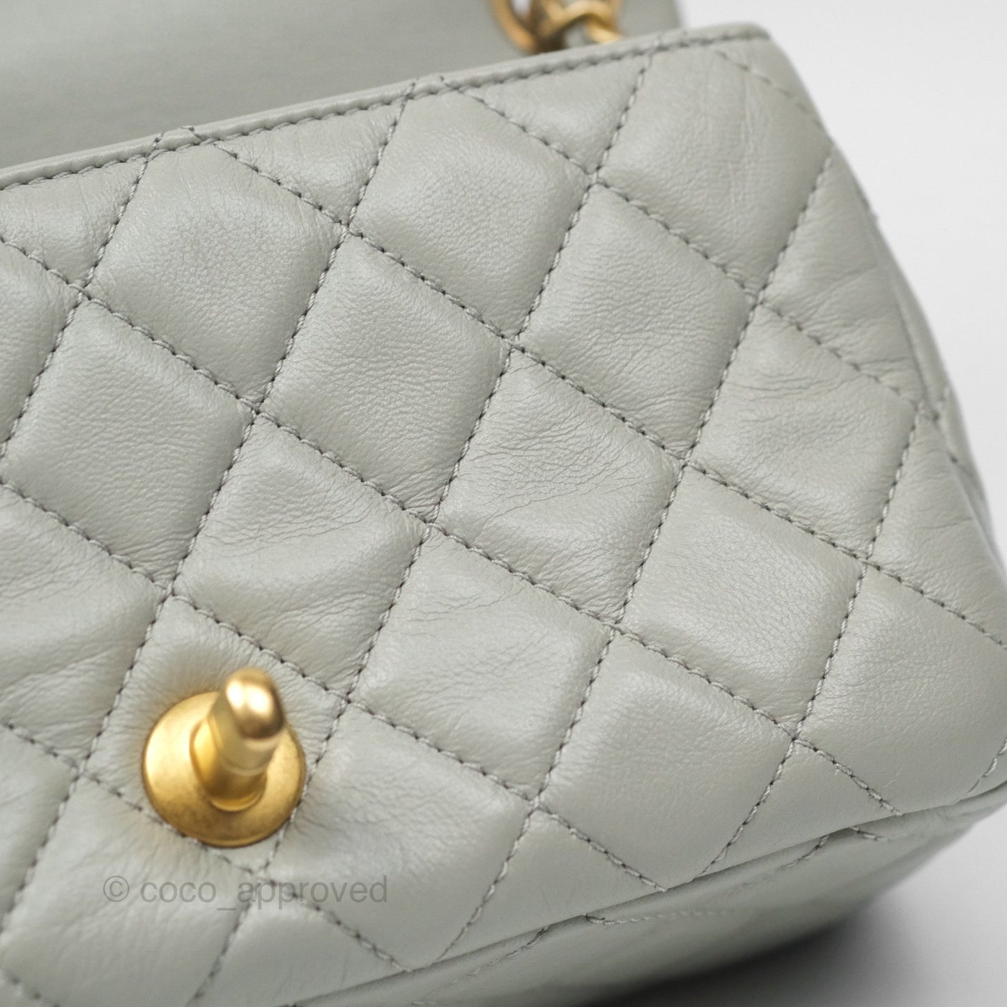 Chanel Mini Rectangular Pearl Crush Grey Lambskin Aged Gold Hardware