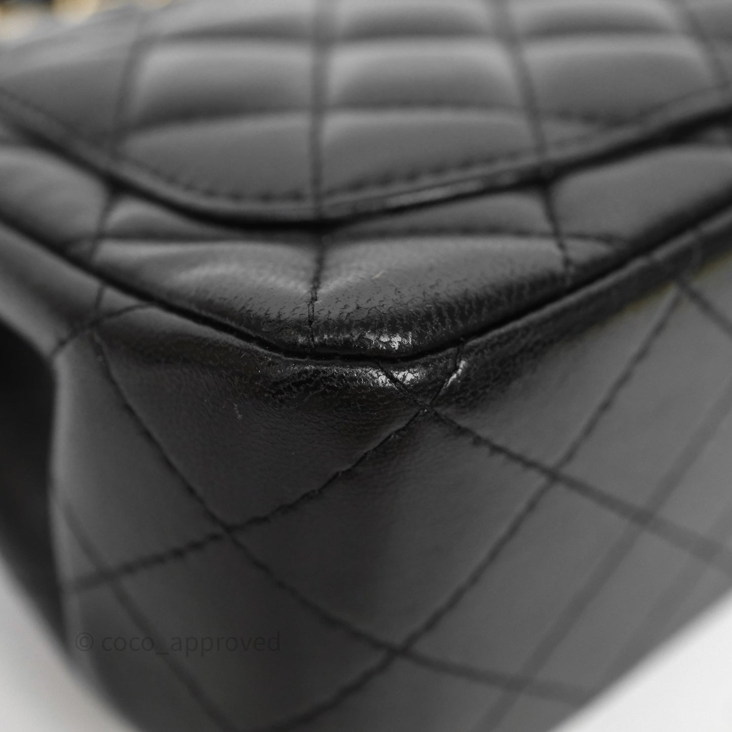 Chanel Mini Square Quilted Black Lambskin Gold Hardware