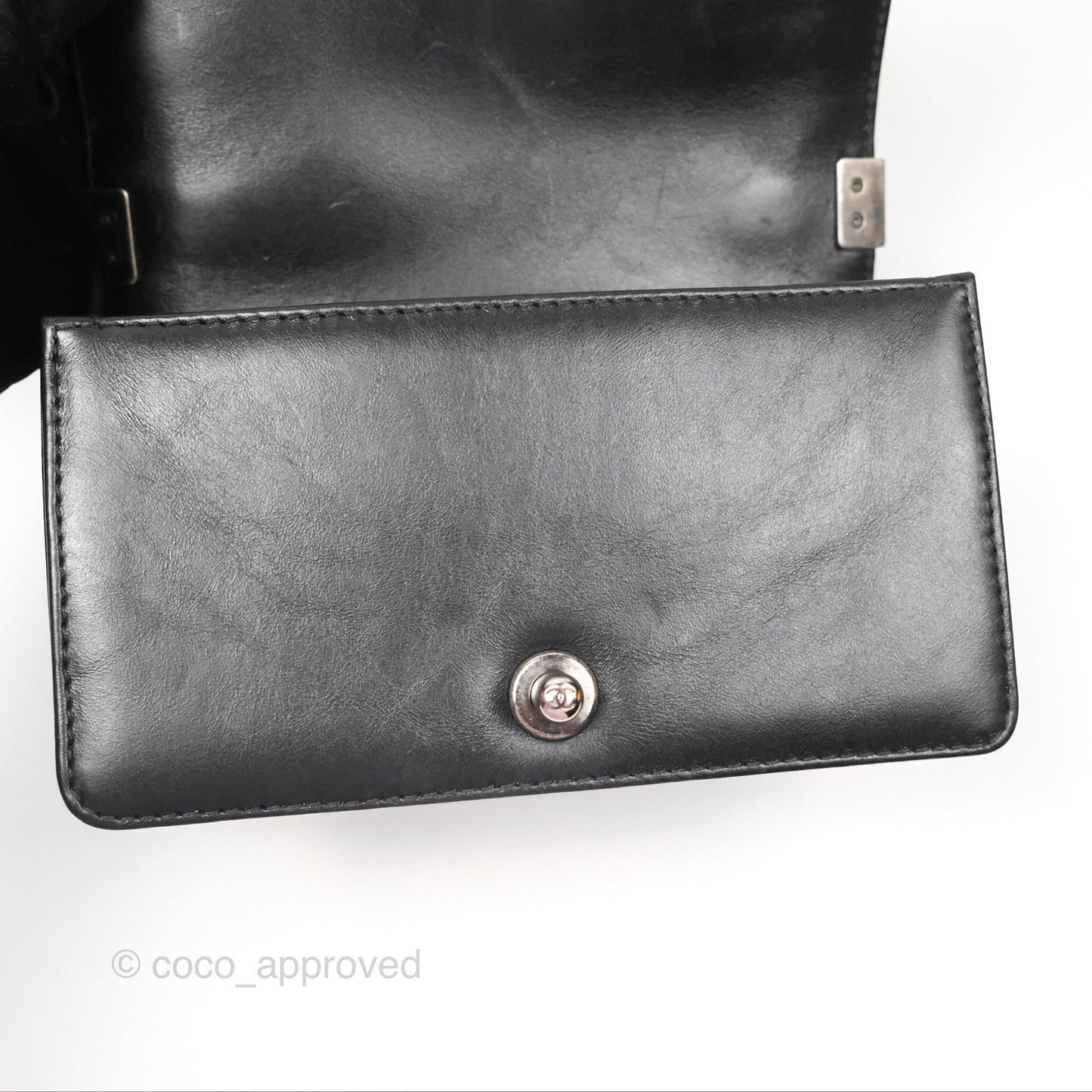 Chanel Small Chain Around Top Handle Boy Black Calfskin Ruthenium Hardware