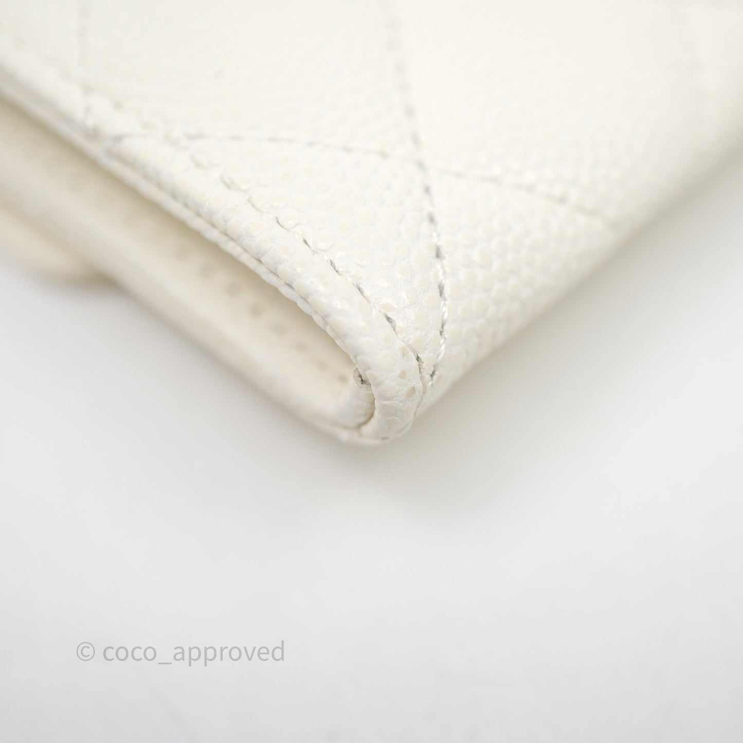 Chanel Quilted Classic Flap Card Holder White Caviar Gold Hardware