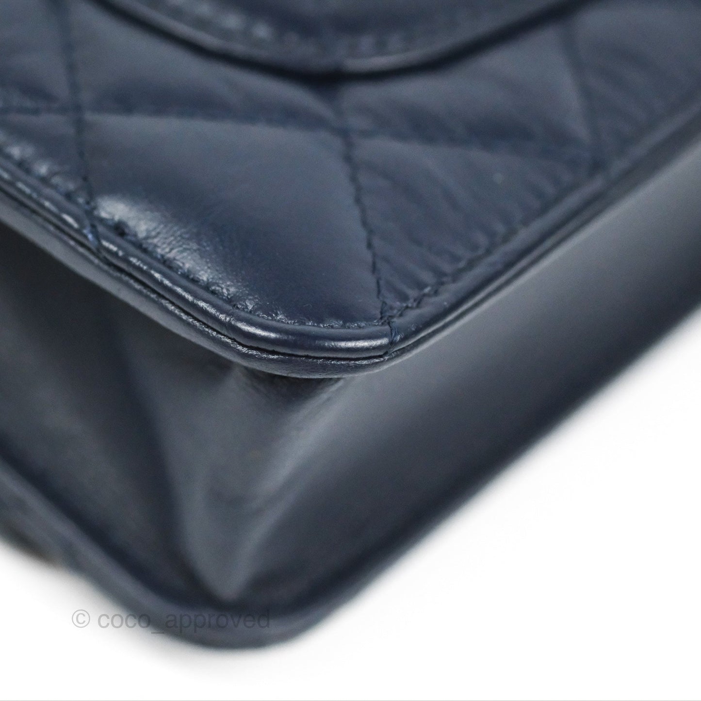 Chanel Quilted Reissue Wallet On Chain WOC Navy Aged Calfskin Gold Hardware
