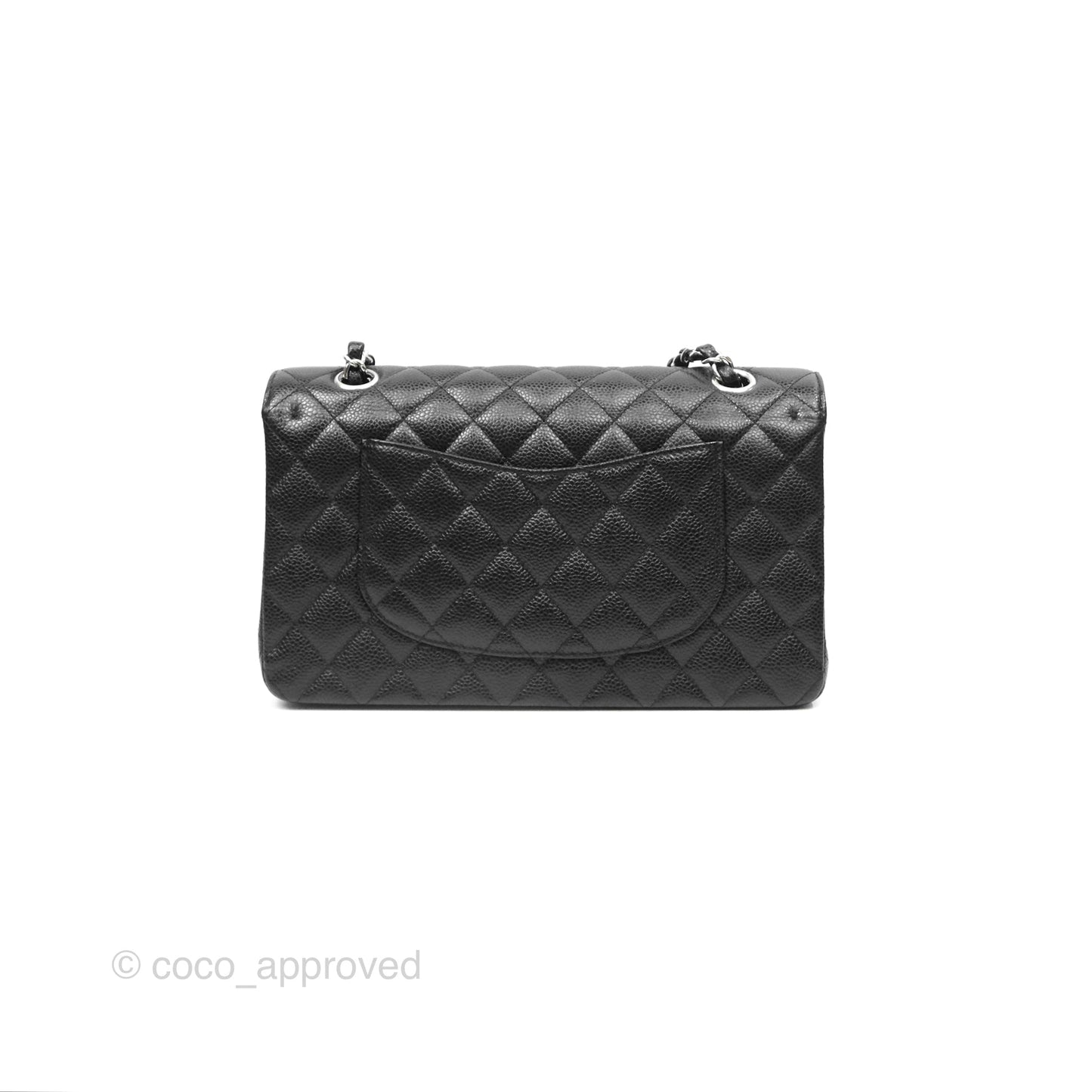 Chanel Classic M/L Medium Flap Quilted Black Caviar Silver Hardware