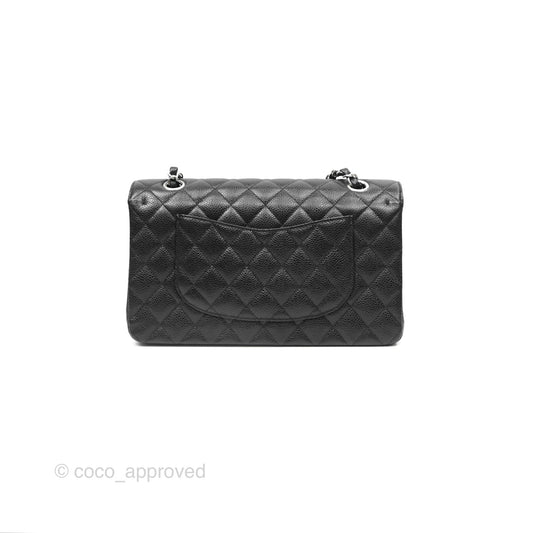 Chanel Classic M/L Medium Flap Quilted Black Caviar Silver Hardware