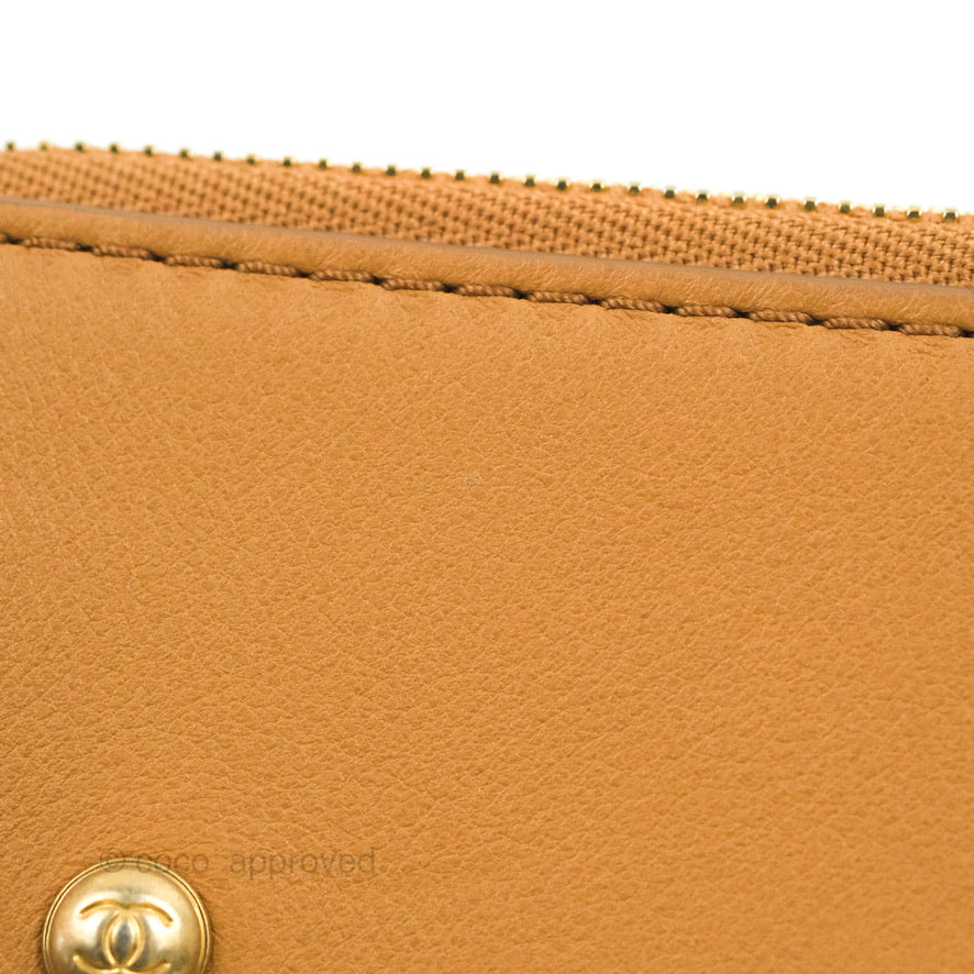 Chanel Flap Waist Bag with Leather & Tweed Coin Purses Dark Beige Calfskin
