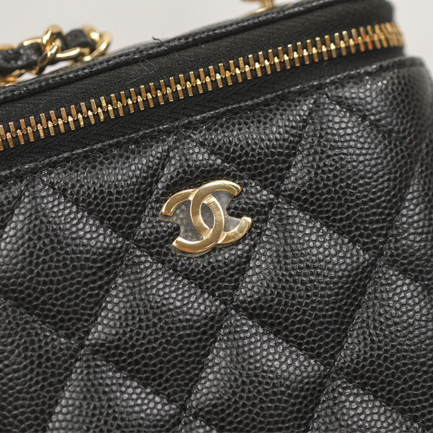 Chanel Classic Mini Vanity With Chain Black Caviar Gold Hardware