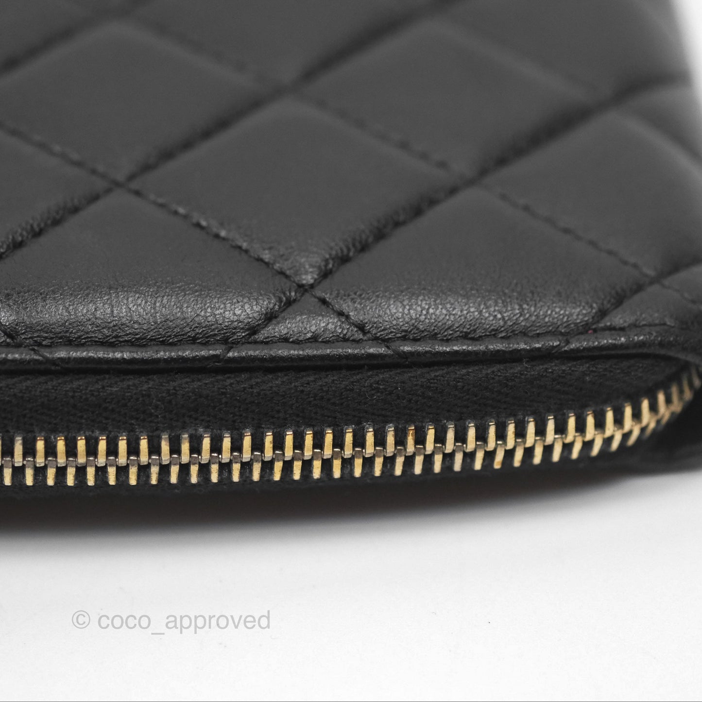 Chanel Zip Around Organiser Wallet Black Lambskin Gold Hardware