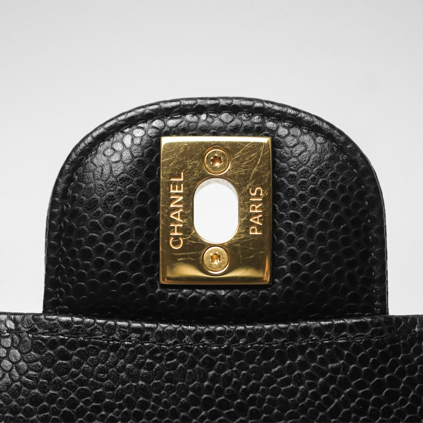 Chanel Classic M/L Medium Flap Quilted Black Caviar Gold Hardware