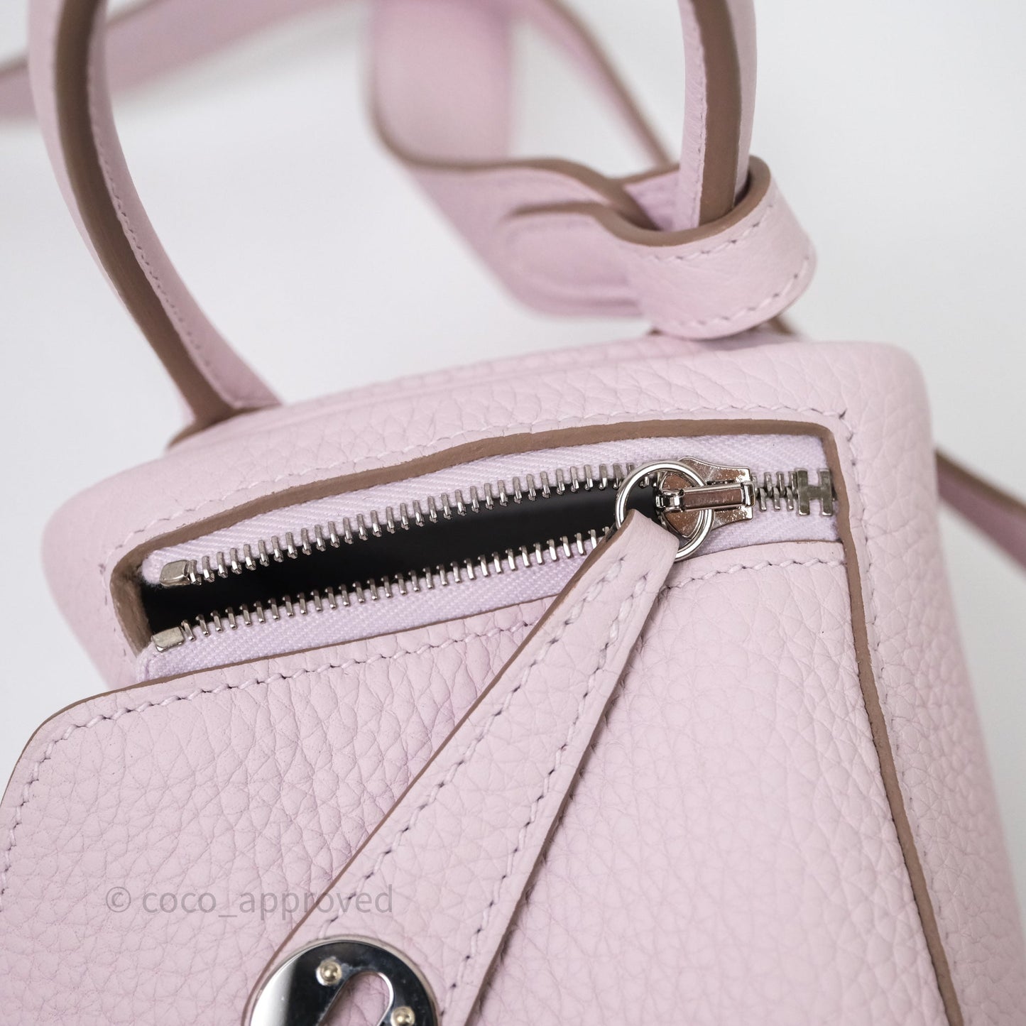 Hermès Mini Lindy 20 Mauve Pâle 09 Clemence Palladium Hardware
