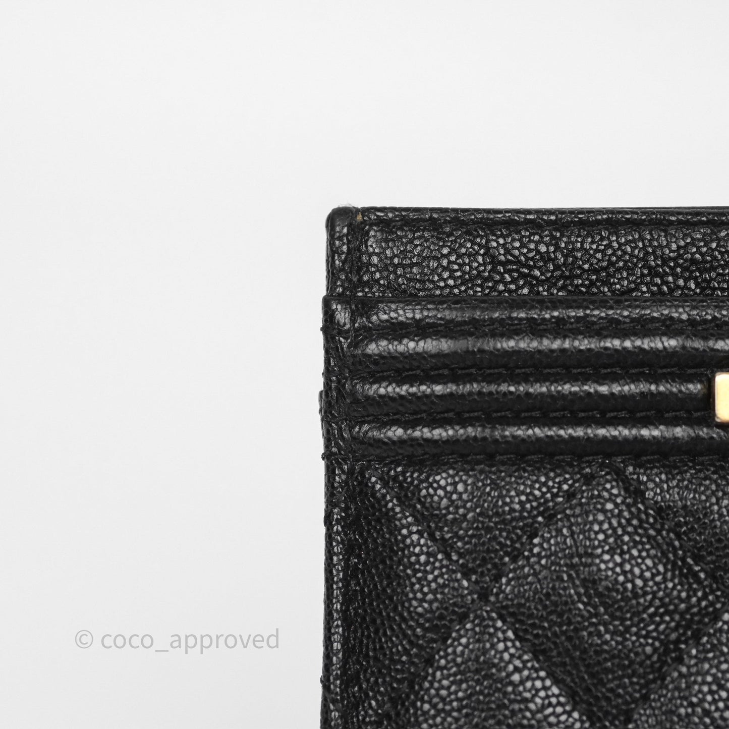 Chanel Boy Card Holder Quilted Black Caviar Aged Gold Hardware