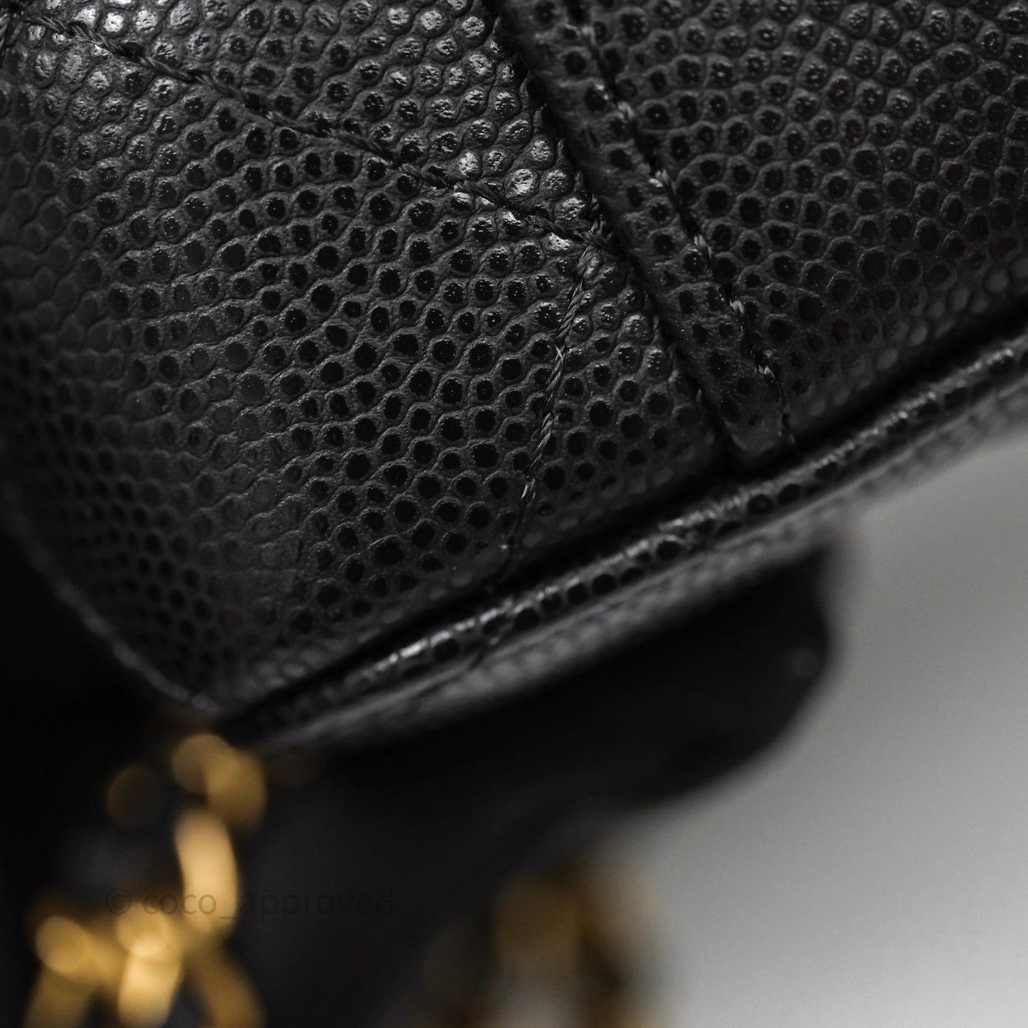 Chanel Quilted CC Coins Purse Chain Camera Case Black Caviar Aged Gold Hardware