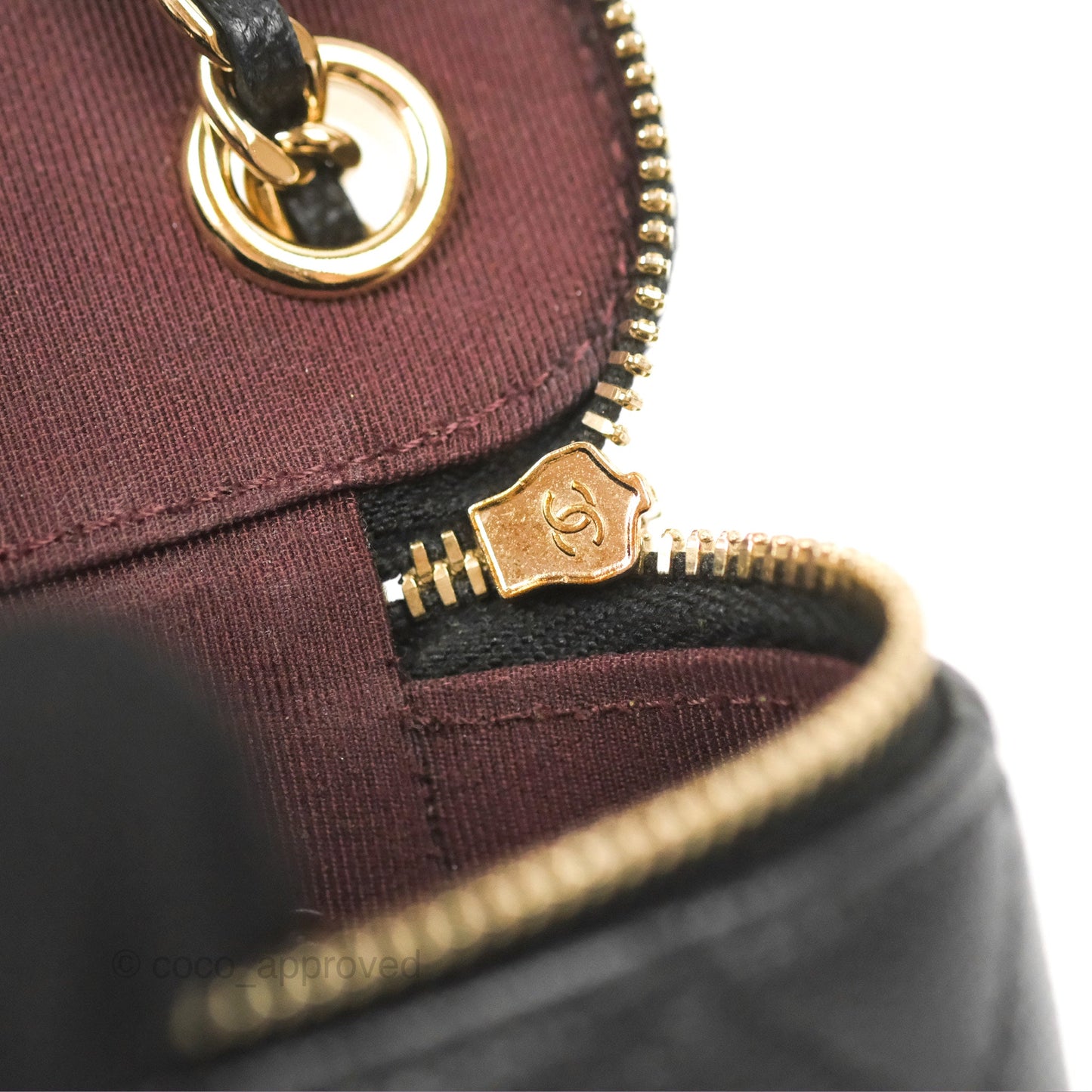 Chanel Classic Mini Vanity With Chain Black Caviar Gold Hardware