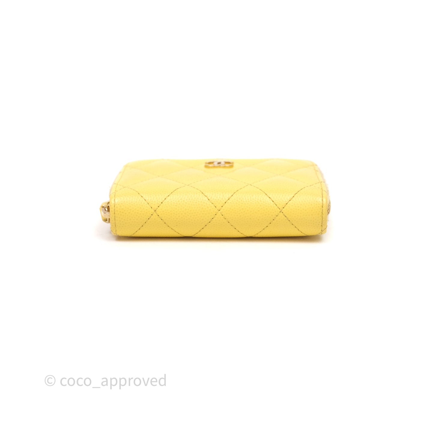 Chanel Quilted Zip Card Holder Caviar Yellow Gold Hardware