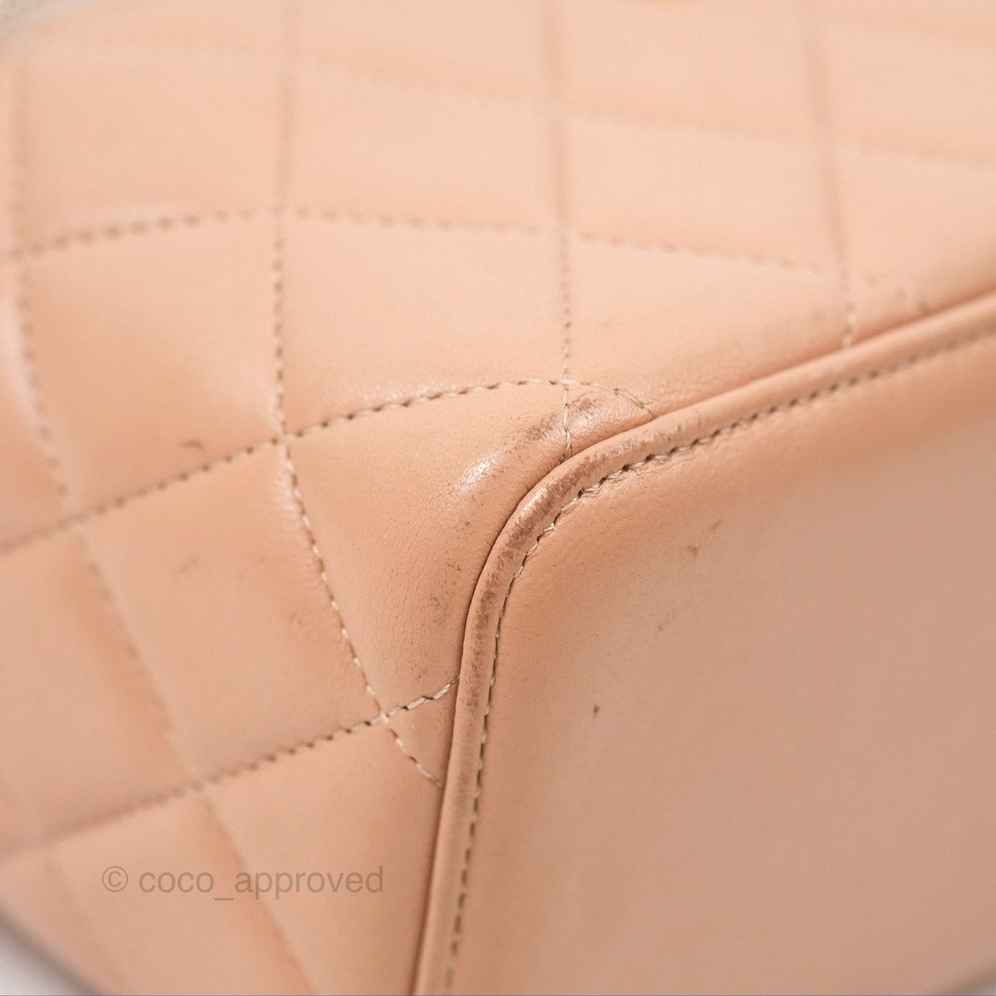 Chanel Vanity Rectangular Top Handle Beige Lambskin Aged Gold Hardware
