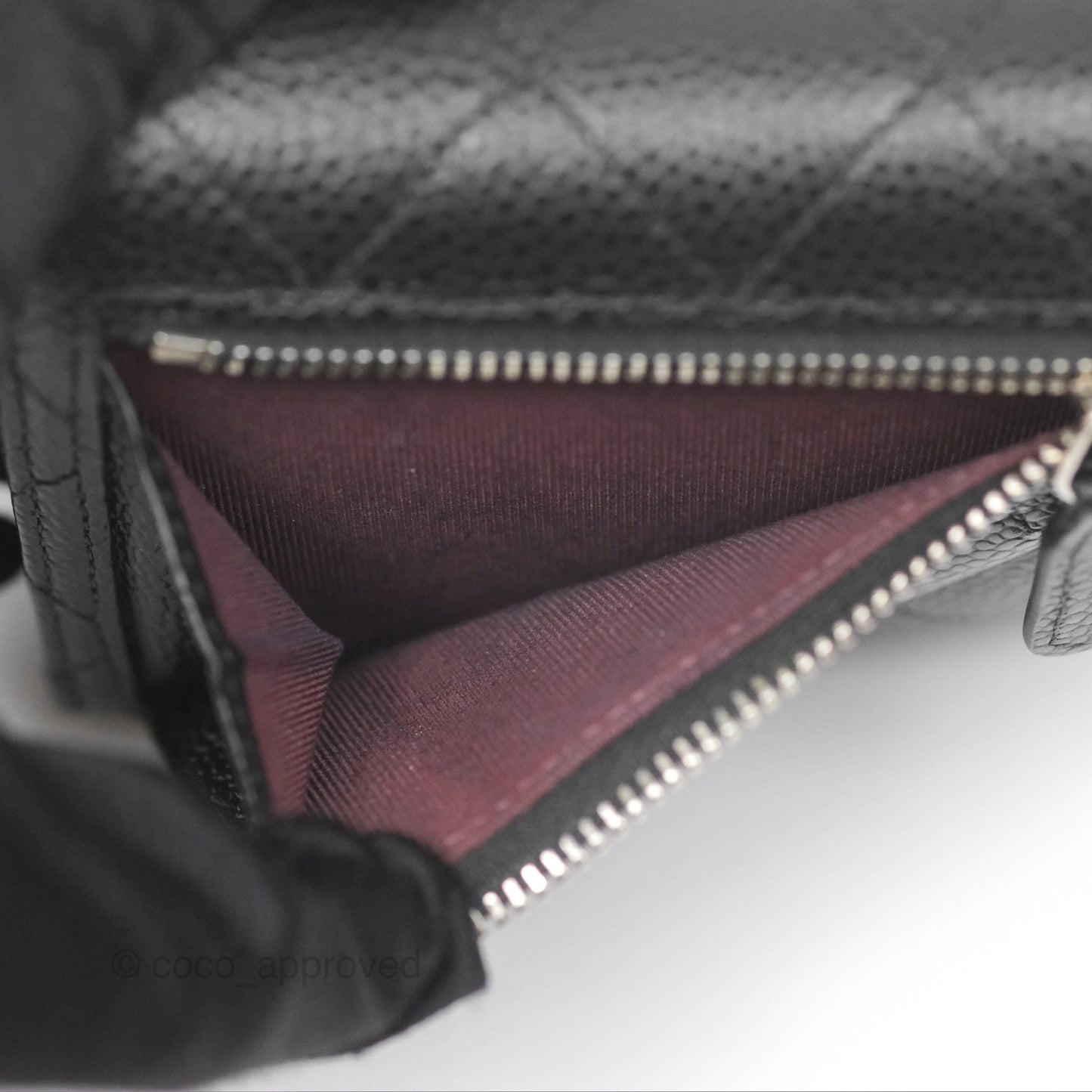 Chanel Classic Short Flap Wallet Black Caviar Silver Hardware