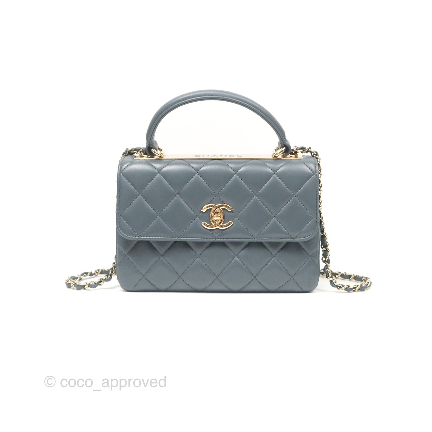 Chanel Small Trendy CC Grey Blue Lambskin Gold Hardware