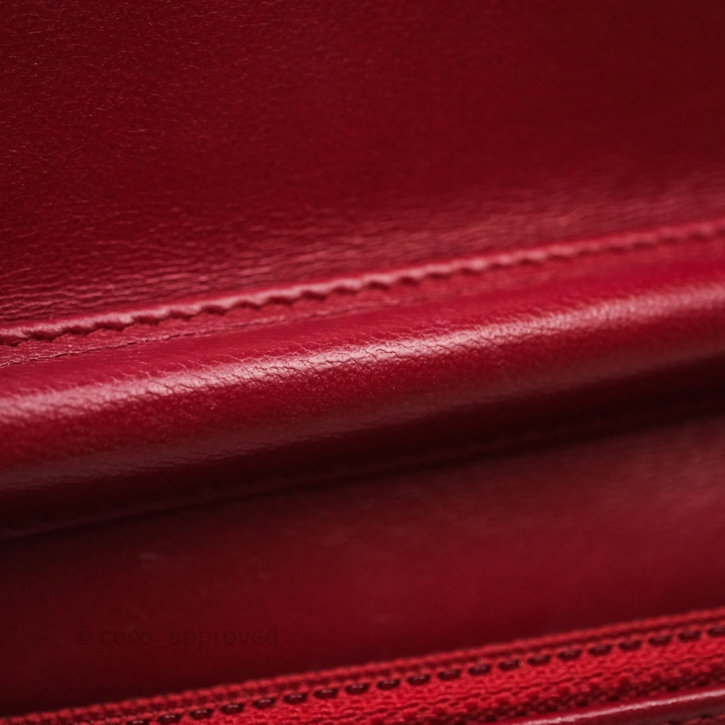 Chanel Quilted Wallet on Chain WOC Red Lambskin Silver Hardware