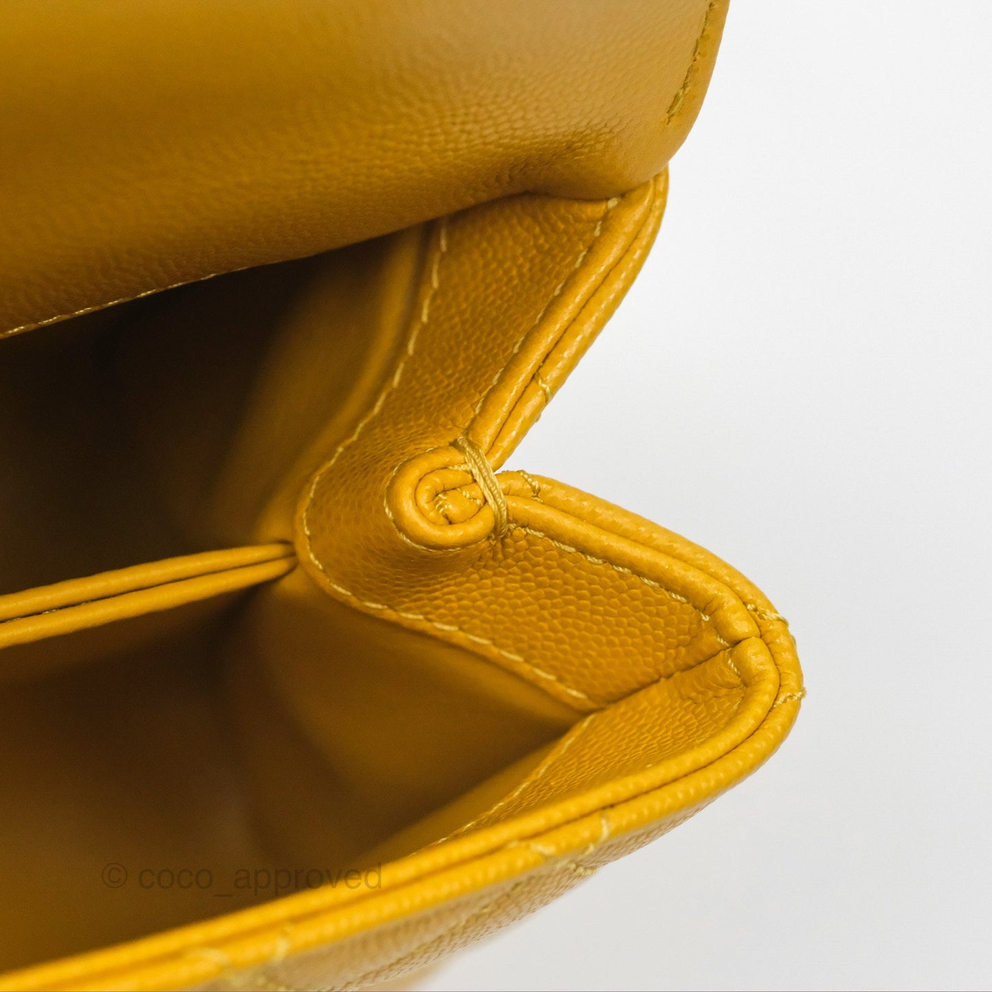 Chanel Small Coco Handle Mustard Yellow Caviar Gold Hardware