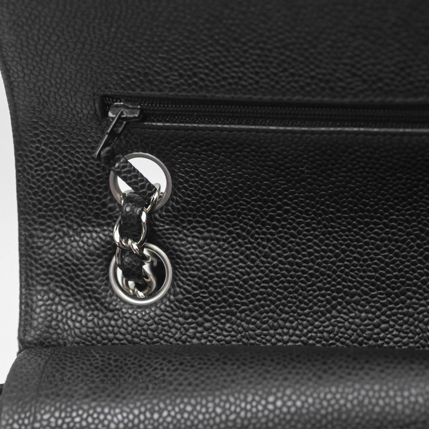 Chanel Classic M/L Medium Flap Quilted Black Caviar Silver Hardware