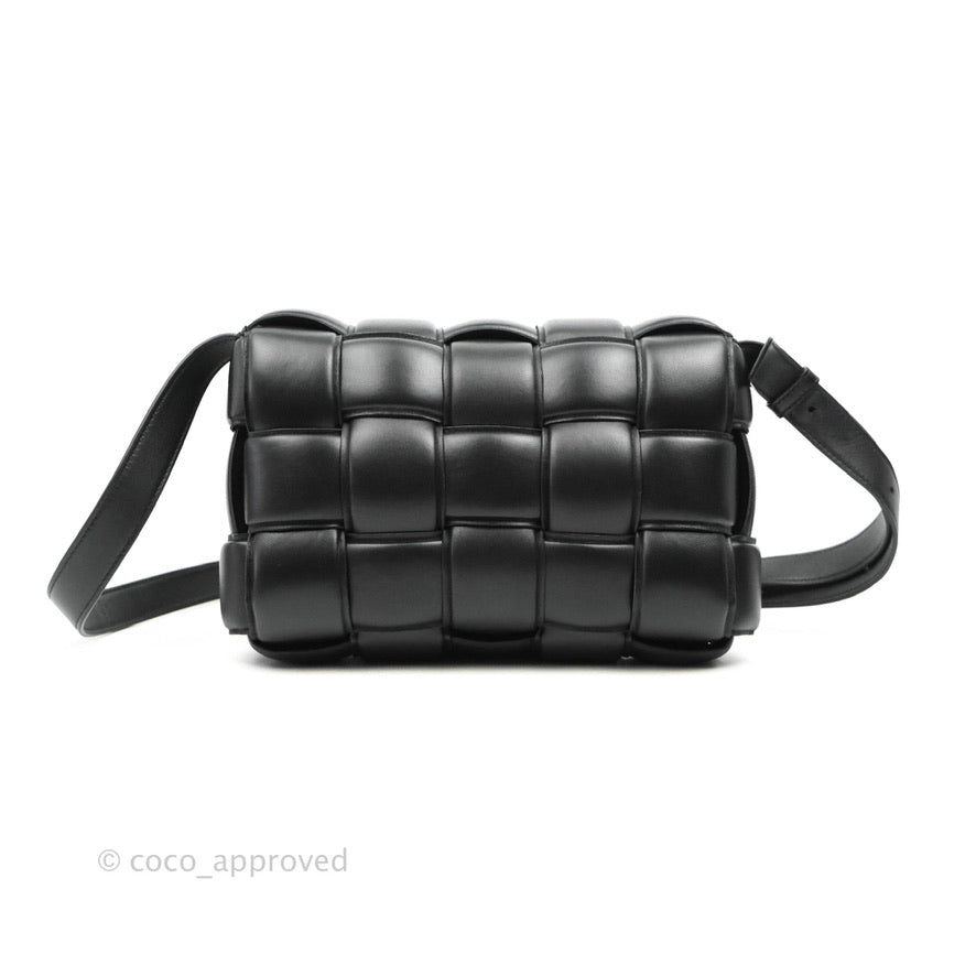 Bottega Veneta Padded Cassette Shoulder Bag Intrecciato Black Lambskin Gold Hardware