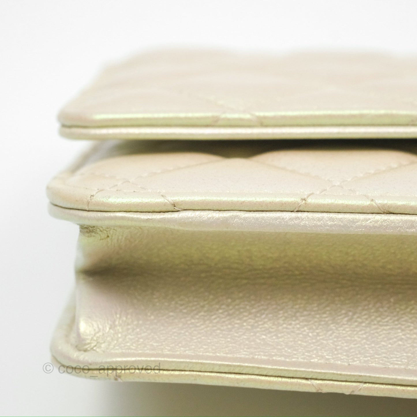 Chanel Quilted Wallet on Chain WOC Iridescent Ivory Gold Hardware 20A