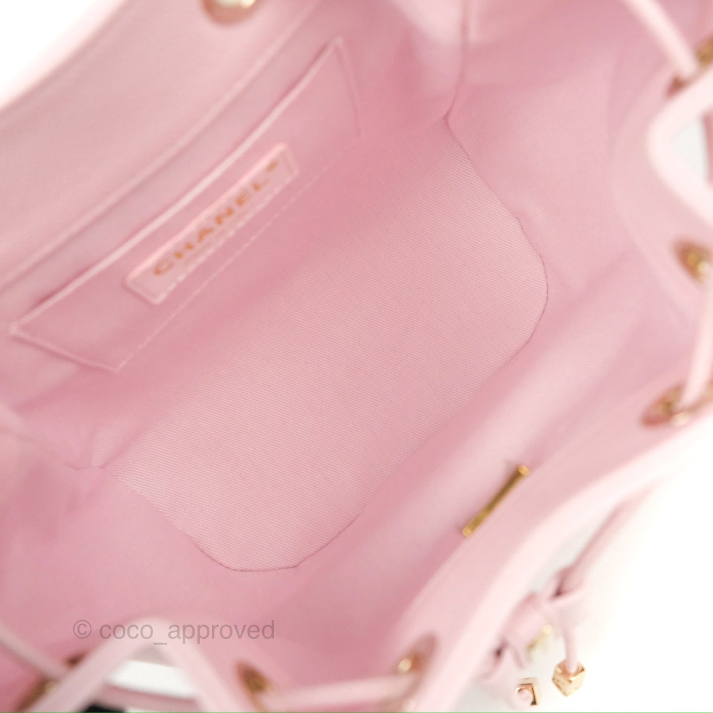Chanel Business Affinity Drawstring Bucket Bag Light Pink Caviar Gold Hardware