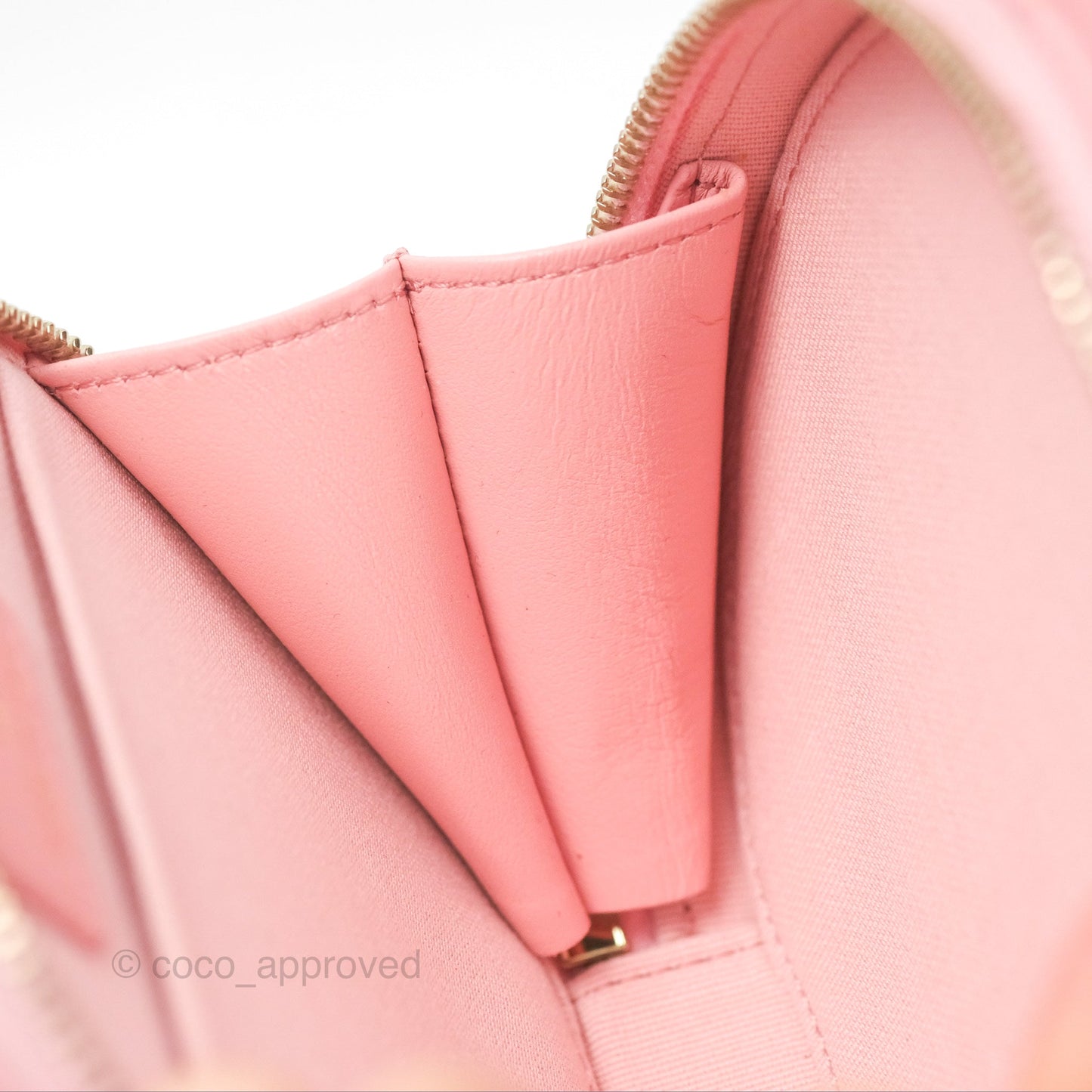 Chanel Mini Round Vanity Bag Handle With Care Pink Caviar 22C