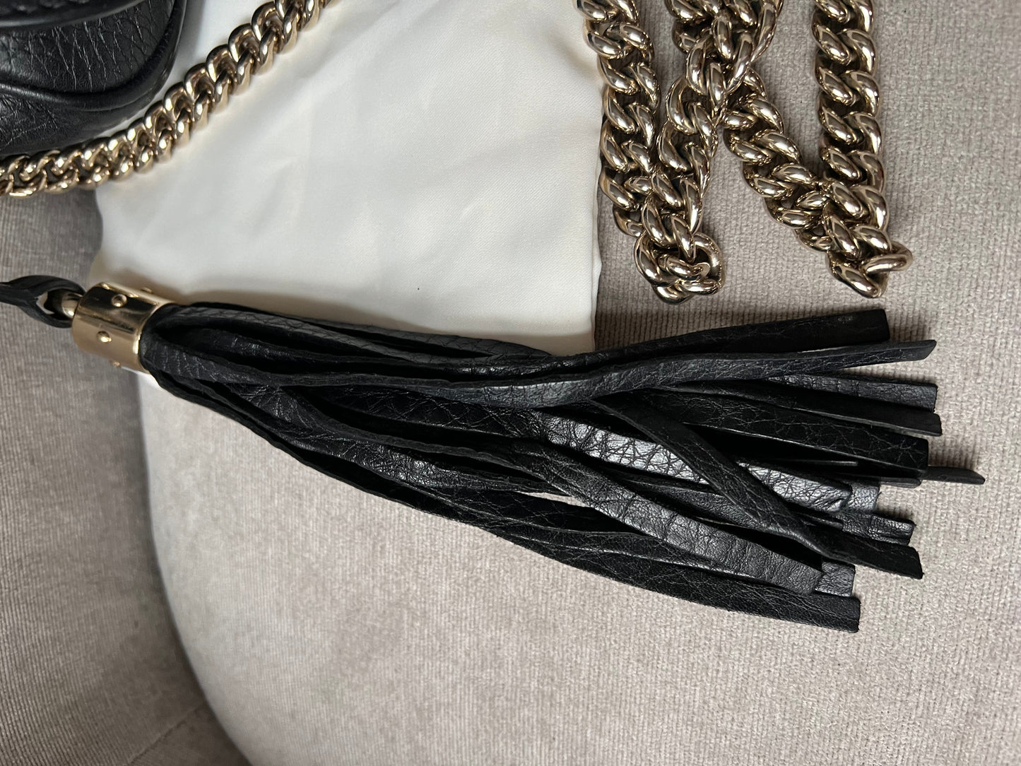 Luxury Gucci Trending 2025 Black Mini Soho Chain Crossbody Flap Bag