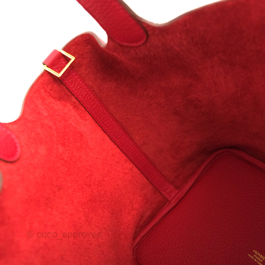 Hermès Picotin 22 Red Rouge Clemence Gold Hardware