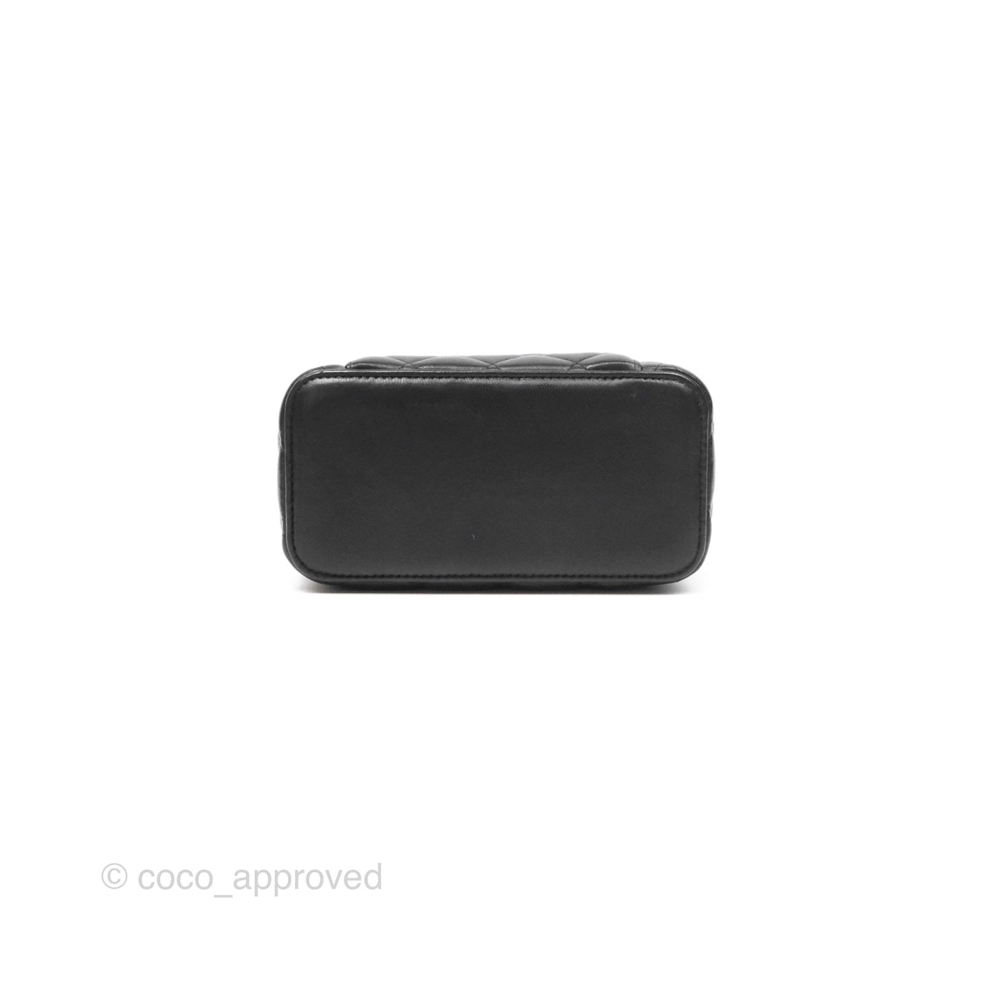 Chanel Vanity Rectangular Top Handle Black Lambskin Aged Gold Hardware
