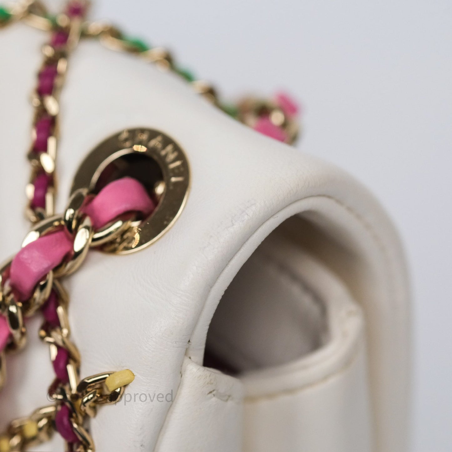 Chanel Small Entwined Chain Flap White Lambskin Gold Hardware